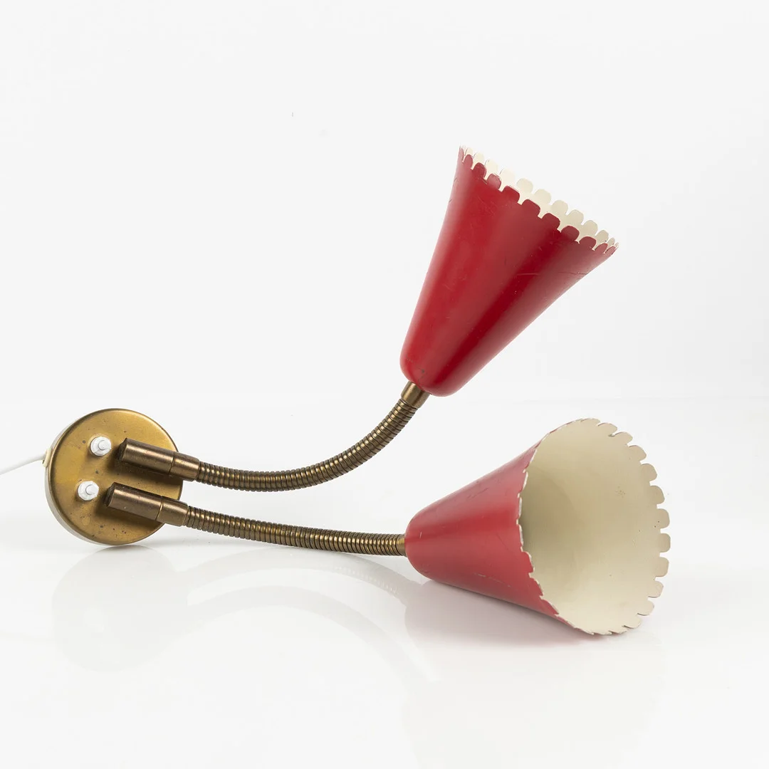 HARALD NOTINI. Vägglampa, Swedish Modern, modell 8661, Arvid Böhlmarks, 1950-tal. — Wall Lights — Stockholms Auktionsverk Helsingborg