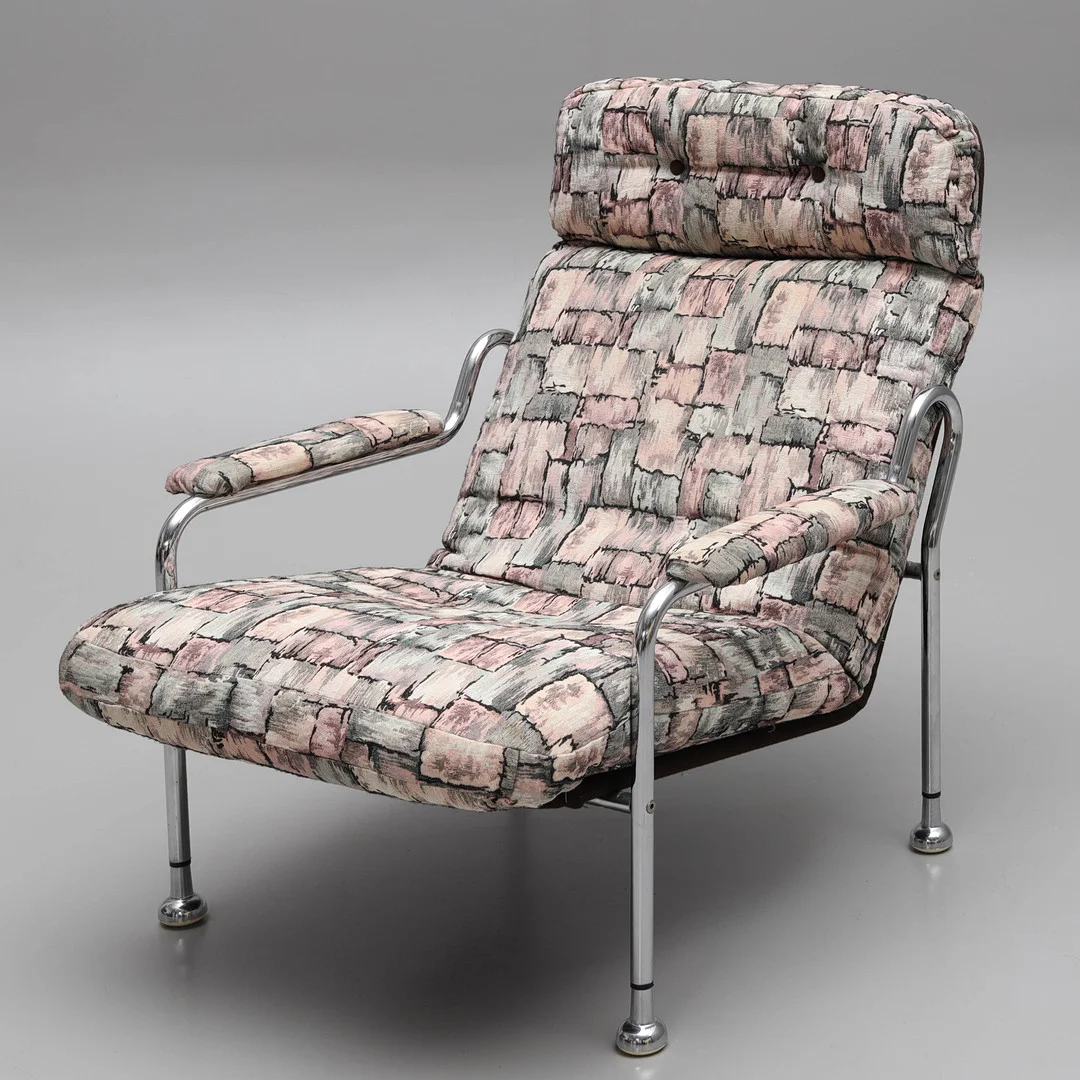 BO EIGERT. Fåtölj, "Stålbo", Firma B. Eigert AB, Hova, 1970-tal. — Armchairs & Chairs — Auktionsmagasinet Vänersborg