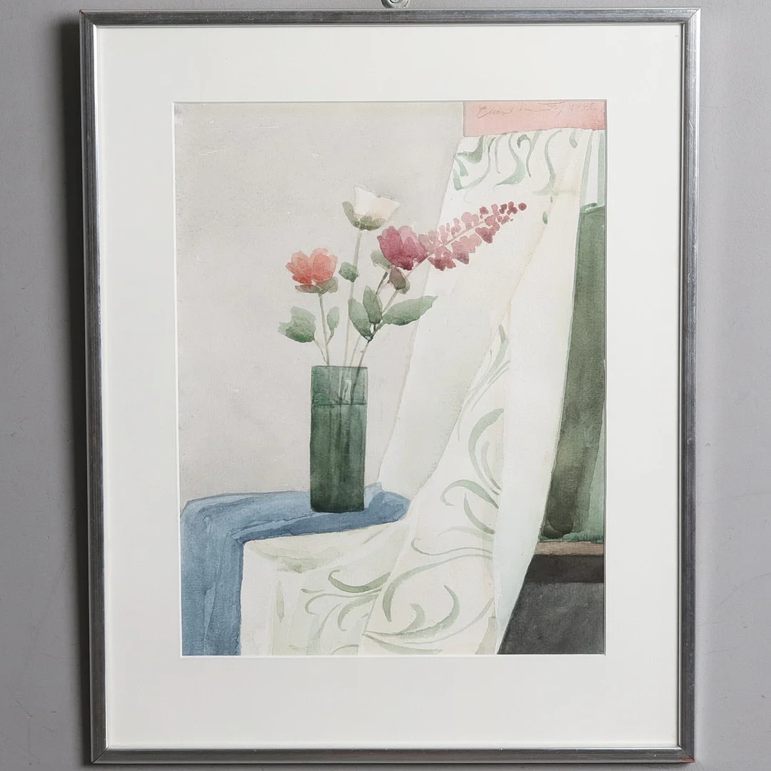 OIDENTIFIERAD KONSTNÄR. Akvarell, stilleben, signerad och daterad 1995. — Paintings — Örebro Stadsauktioner