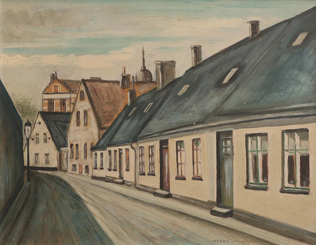 OIDENTIFIERAD KONSTNÄR. LUND, NORRA VALLGATAN, SIGNERAD JULIUS JOLLE, DATERAD 1942. — Paintings — Crafoord Auktioner Lund