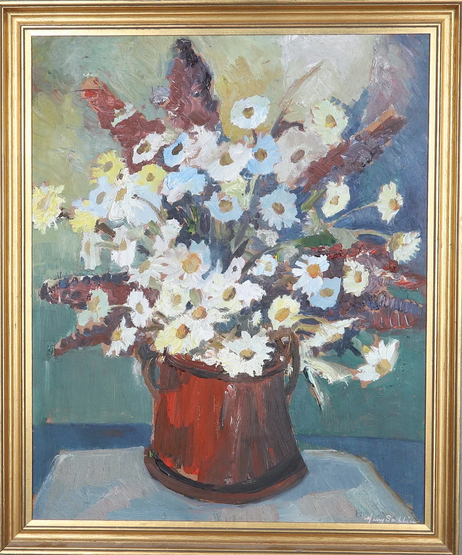 HARRY SAHLIN. Olja på pannå, stilleben, signerad. — Paintings — Gomér & Andersson Norrköping