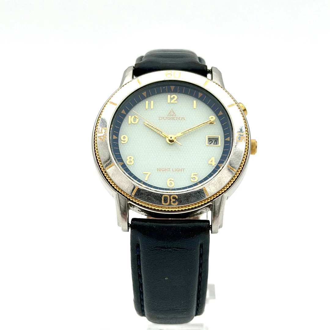 DUGENA Night Light, armbandsur, 1990-tal, quartz, stål. — Wristwatches — Skandia Auktion