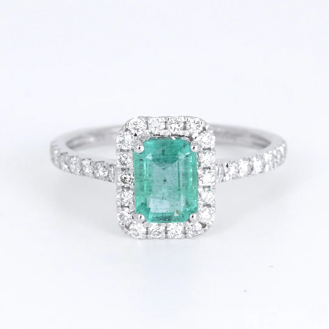 PLATINUM EMERALD AND DIAMOND RING. — Rings — Chalkwell Auctions