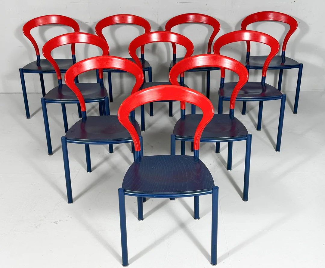 HARTMUT LOHMEYER. für Kusch+Co, 10er Set Stühle/Lotus Stühle, Deutschland, 1980er Jahre. — Armchairs & Chairs — Stockholms Auktionsverk Düsseldorf/Neuss