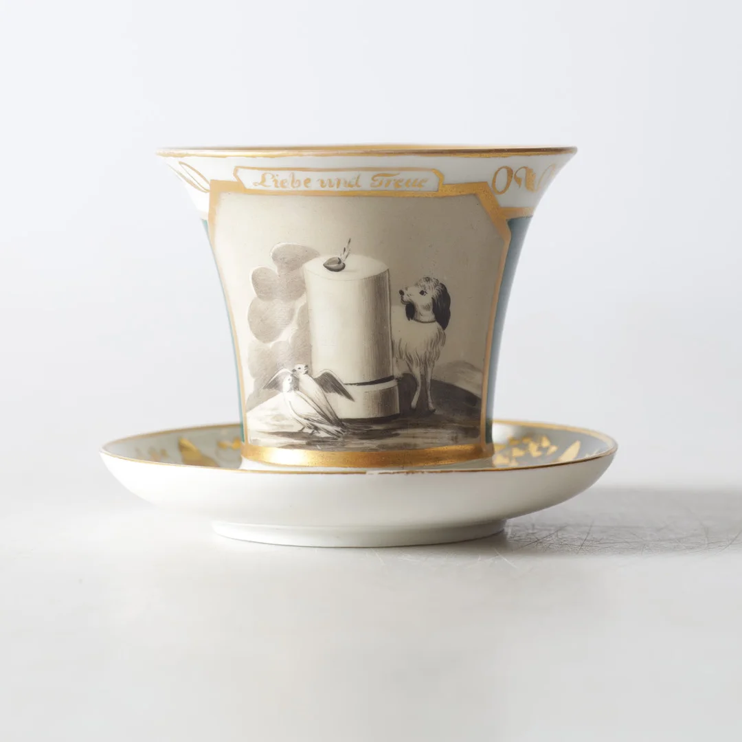 KOPP, med underfat, porslin, Tyskland, 1800-talets första hälft. — European — Gomér & Andersson Nyköping