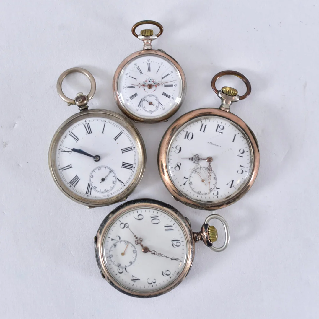 FICKUR, 4 st, silver. — Pocket & Stop Watches — Halmstads Auktionskammare
