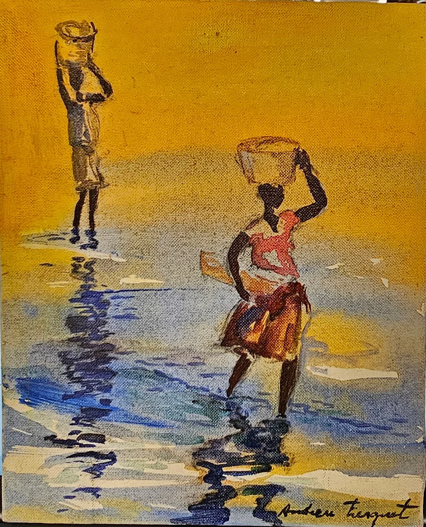 ANDREU FRESQUET. Mariscadoras, técnica mixta sobre lienzo. — Paintings — Arce Auctions