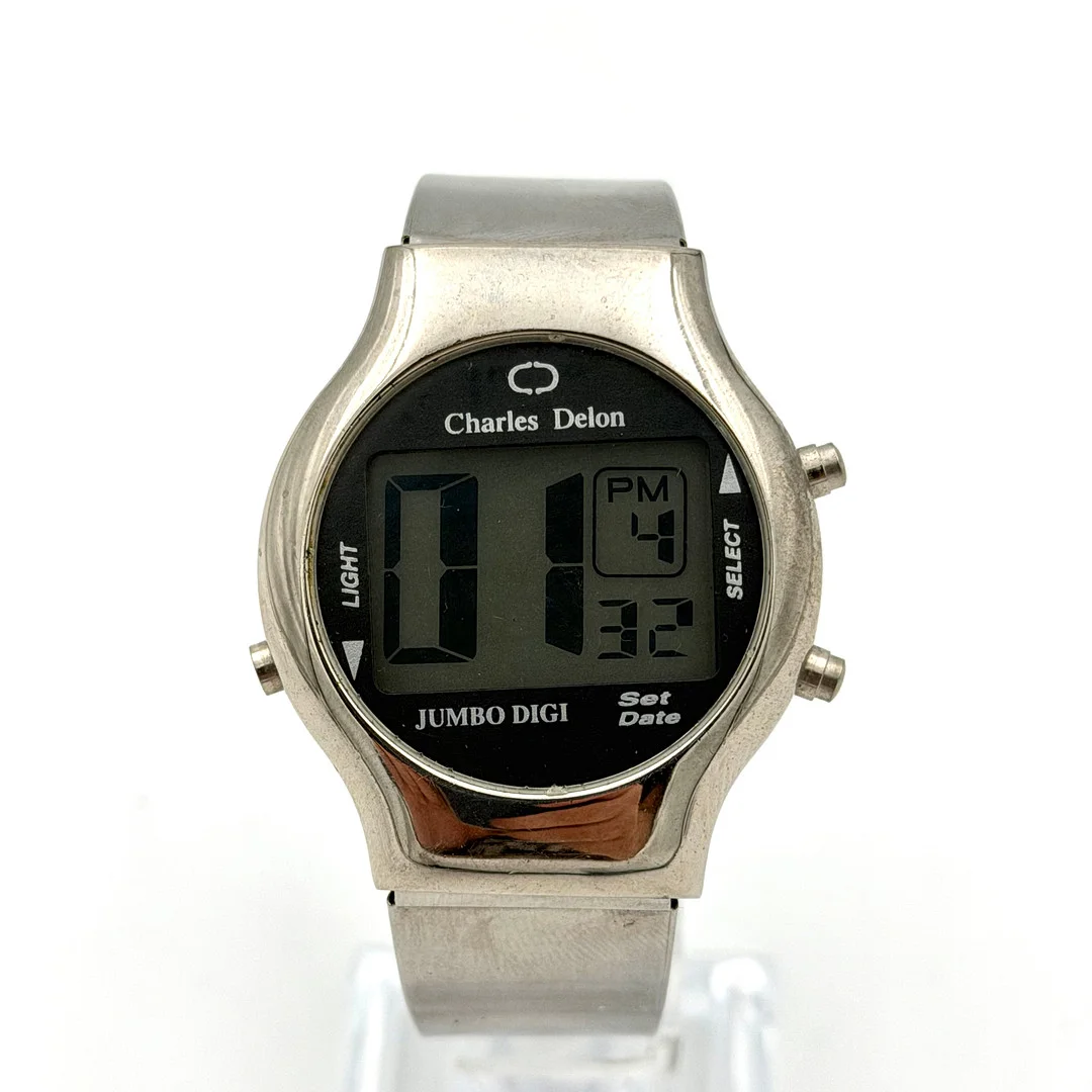 CHARLES DELON, jumbo digital, armbandsur, quartz, stål. — Wristwatches — Skandia Auktion