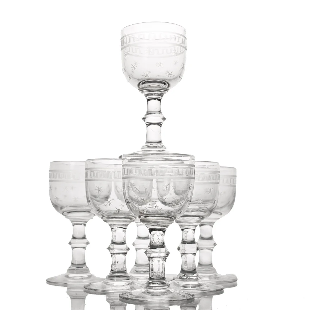 Sherryglas, 7 st, 1900-talets början. — Utility glass — Norrlands Auktionsverk