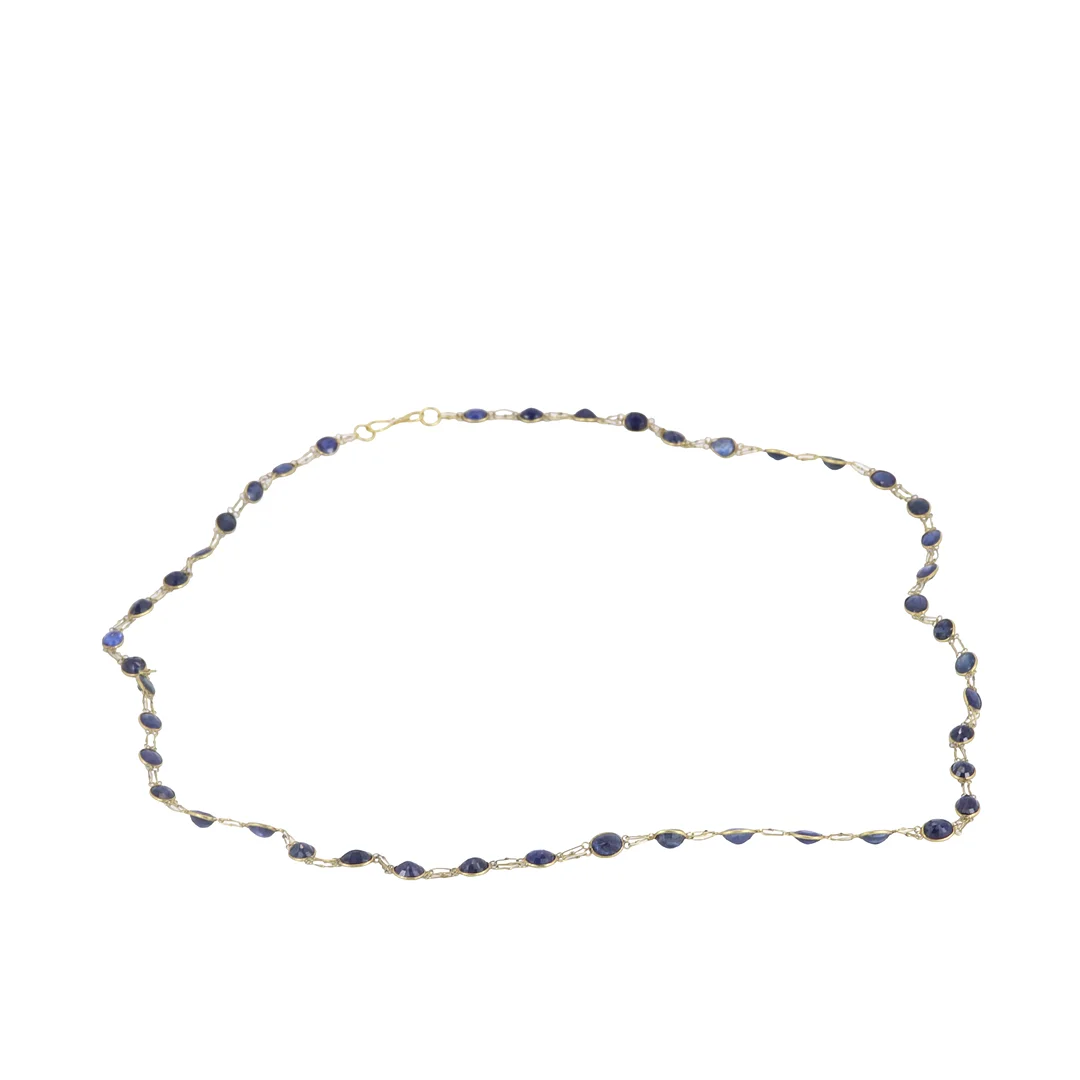 14CT GOLD SAPPHIRE NECKLACE. — Necklace — Chalkwell Auctions