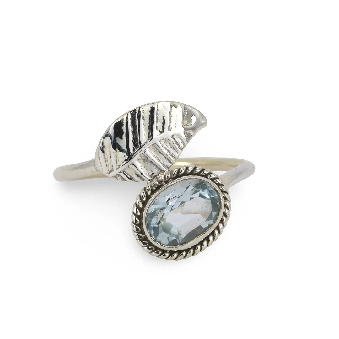 BLUE TOPAZ FEATHER SILVER RING. — Rings — Chalkwell Auctions