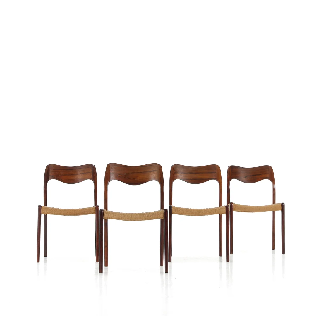 Niels. O. Møller. Four dining chairs, rosewood, model 71 (4) — Furniture/Chairs — Lauritz