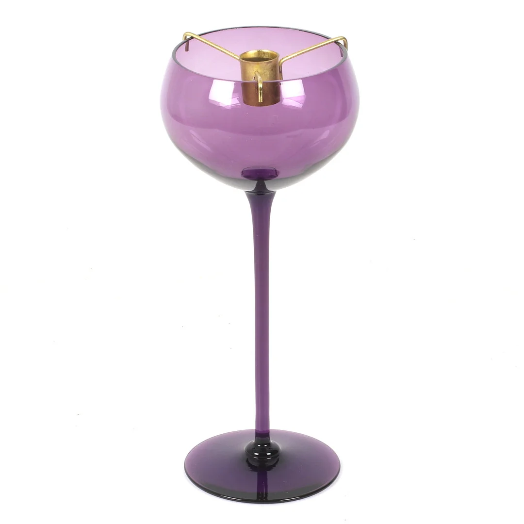 GUNNAR ANDER. Ljusstake, glas, mässing, Lindshammar, 1960/70-tal. — Candlesticks — Stadsauktion Sundsvall