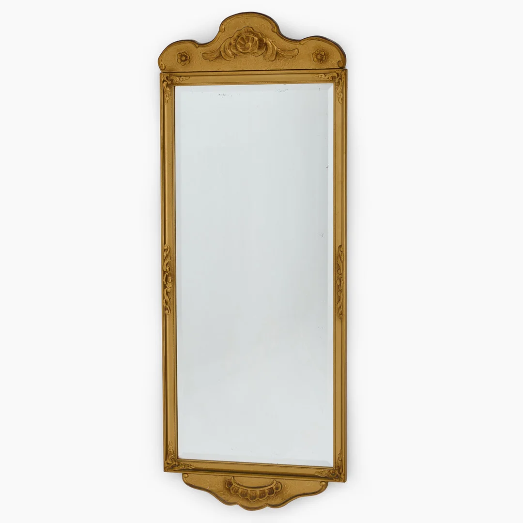 SPEGEL, bronserad, dekor i pastellage, 1930/40-tal. — Mirrors — Crafoord Auktioner Stockholm