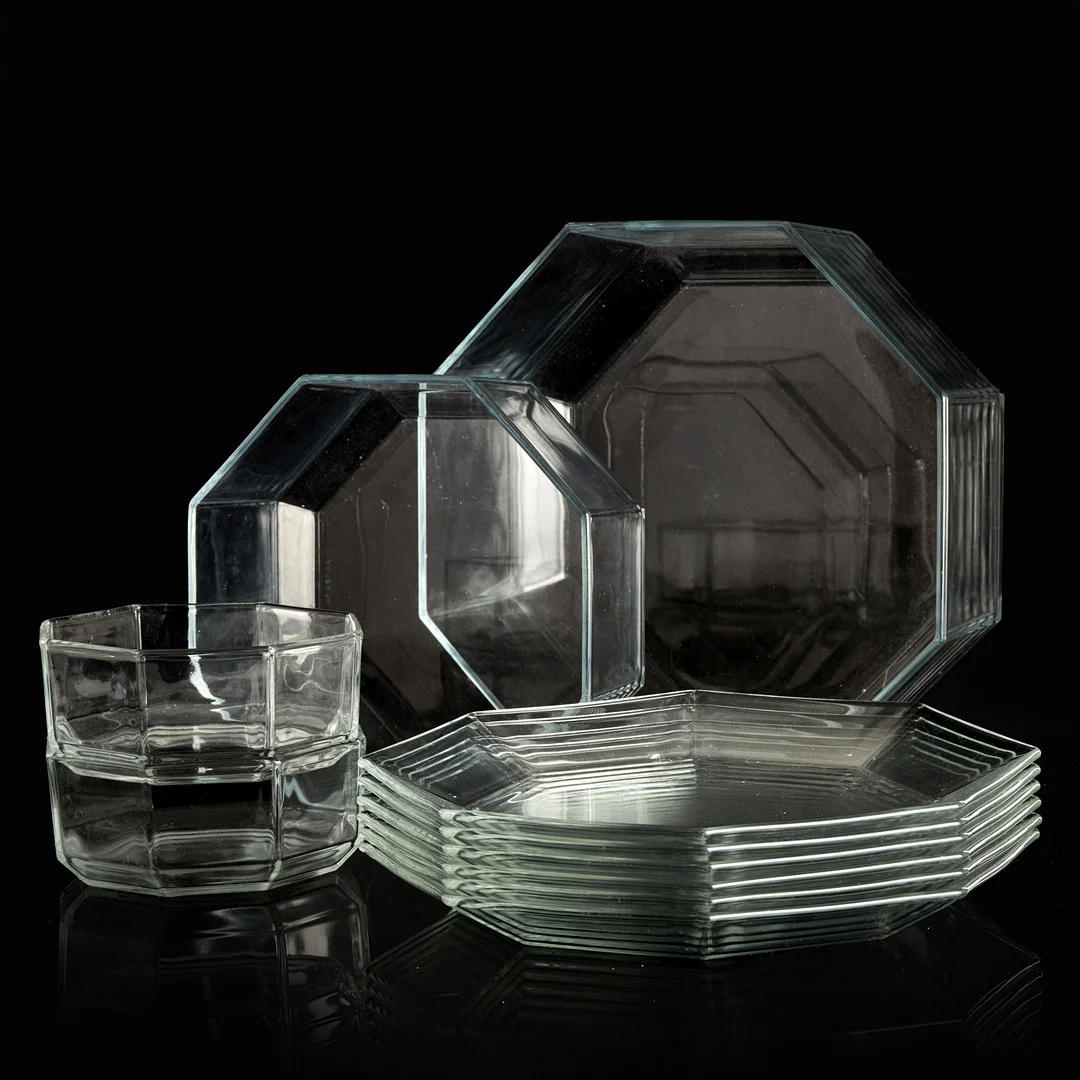 SERVISDELAR, FRANCE, Arcoroc, 10 dlr, klarglas. — Furniture — Crafoord Auktioner Stockholm