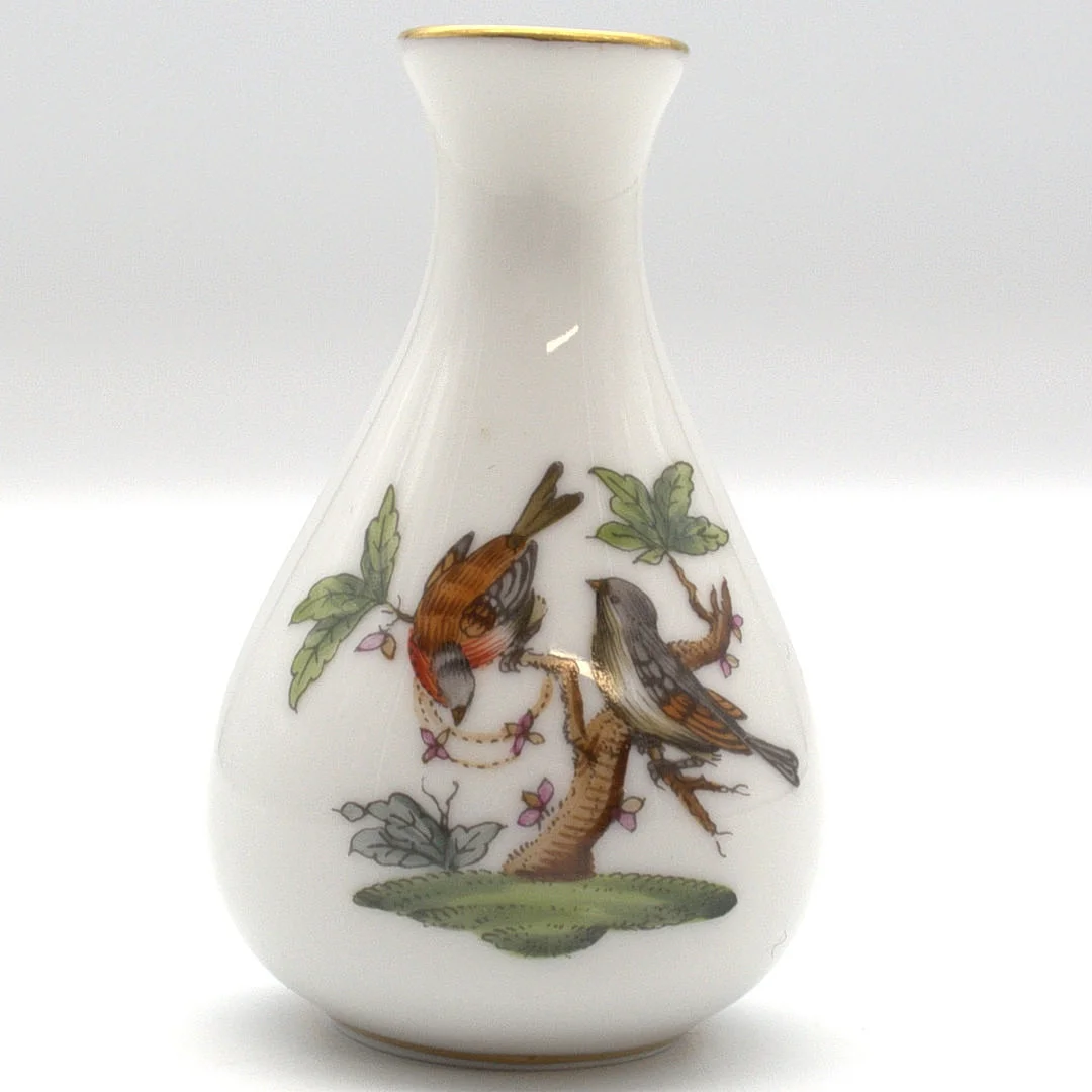 HEREND. ROTHSCHILD MINIATUR VASE HANDBEMALT, MIT GOLDRAND, UNGARN 20. JAHRHUNDERT. — European — Kunst- und Auktionshaus Kleinhenz