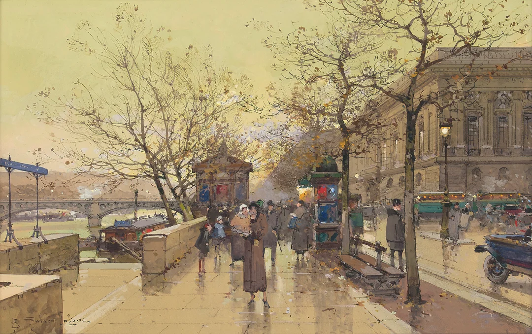 Galien Laloue, Eugène — "Quai du Louvre" — Kunst/Øvrig billedkunst — Blomqvist