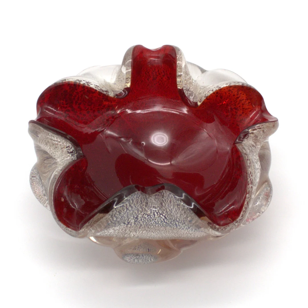 ERCOLE BAROVIER. DESIGNER SCHALE VON BAROVIER & TOSO MIT SILBER EINGEARBEITET. — Art glass — Kunst- und Auktionshaus Kleinhenz
