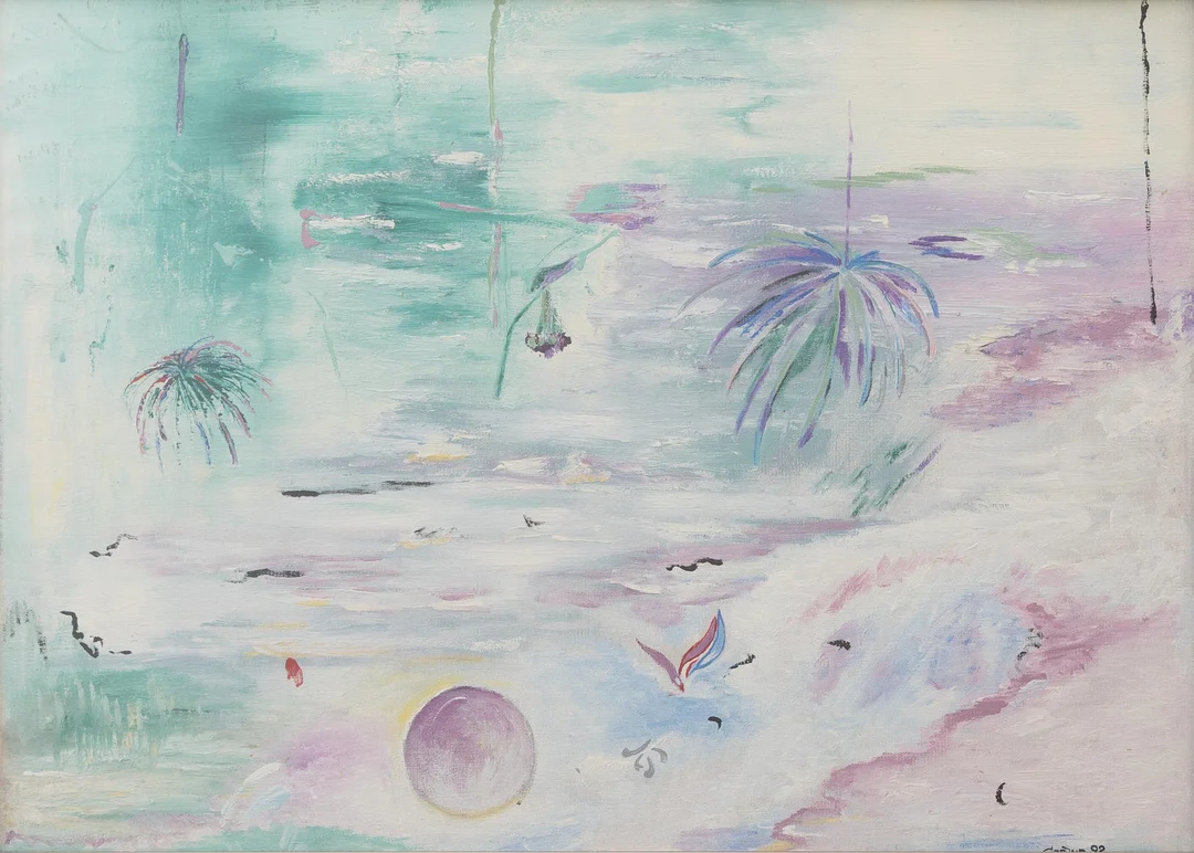 OIDENTIFIERAD KONSTNÄR. Komposition, olja på pannå, signerad Carina och daterad -92. — Paintings — Garpenhus Auktioner