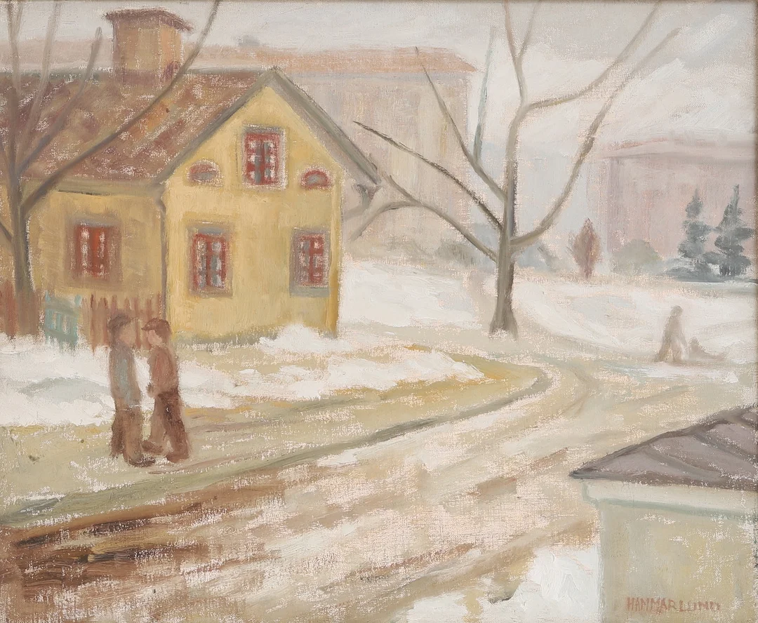 IVAR HAMMARLUND. Olja på duk, "Mucka gräl", signerad. — Paintings — RA Auktionsverket Norrköping