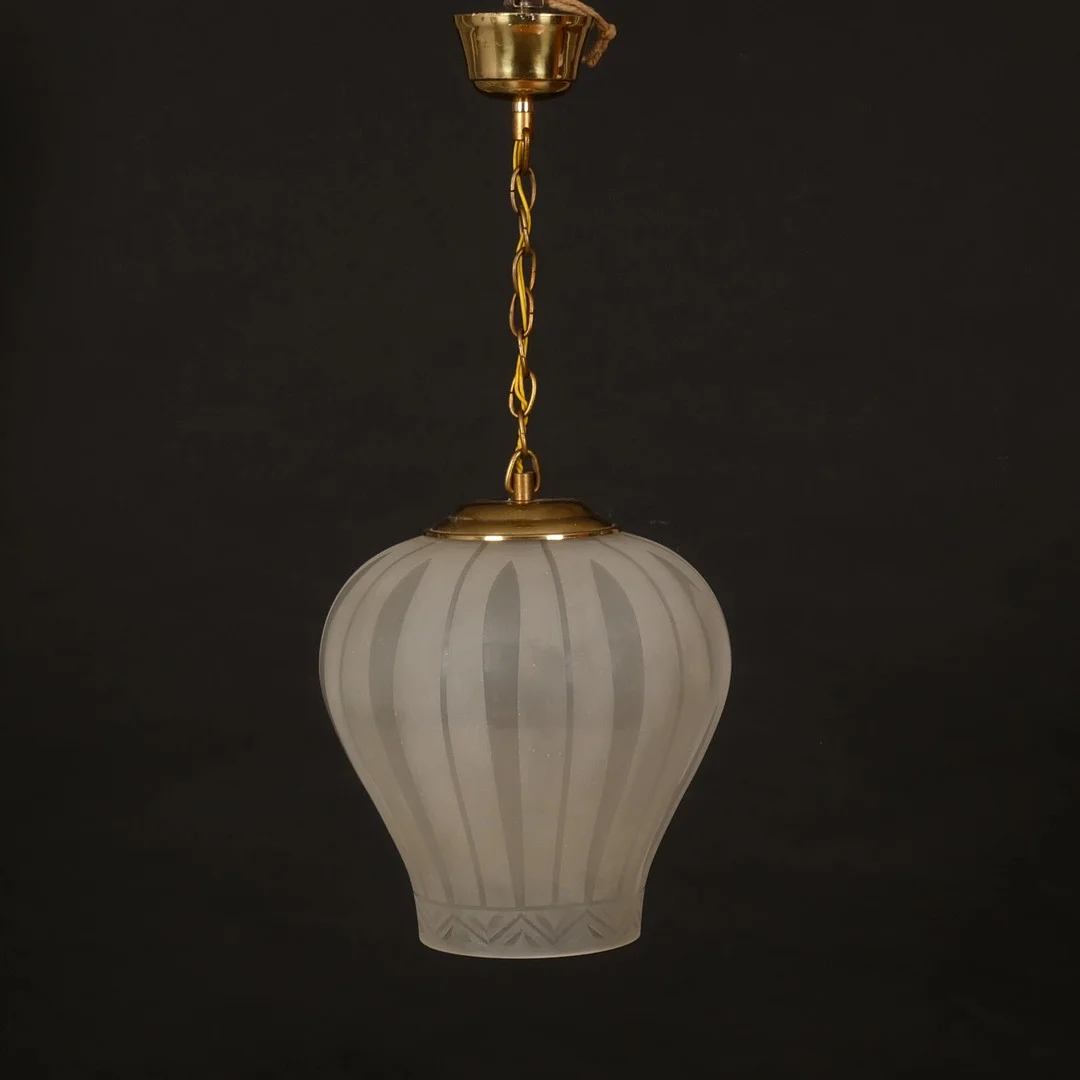 TAKLAMPA, glas och mässing, Swedish Modern, 1940-tal. — Ceiling lights — Auktionsfirma Kenneth Svensson i Kalmar