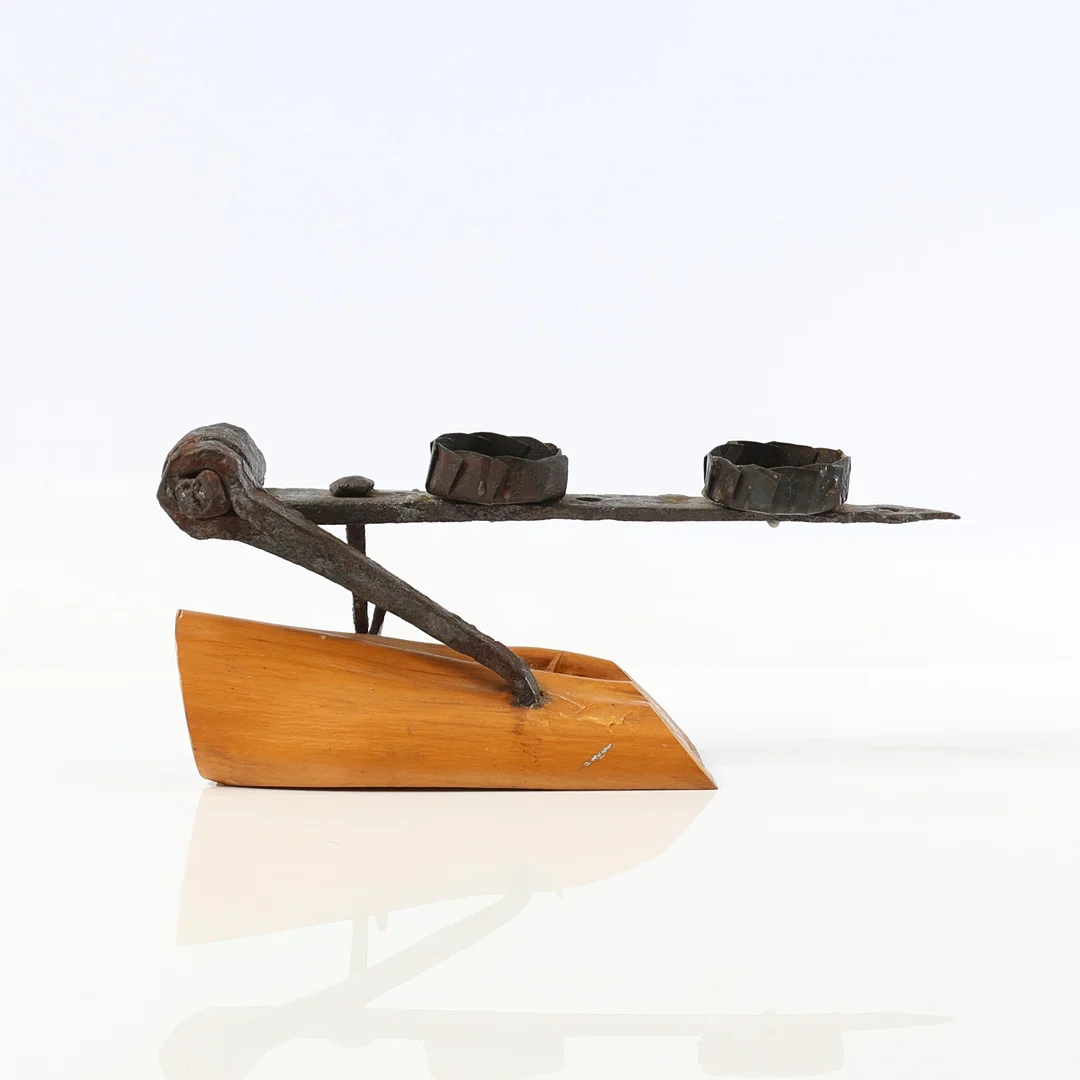 LJUSSTAKE, trä & smide, 1900-tal. — Candlesticks — Gomér & Andersson Nyköping