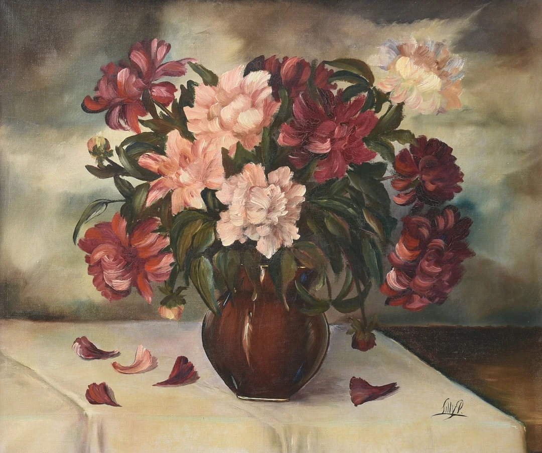 Ukendt kunstner. Olie på lærred. Still life. Signeret. — Paintings — Sørensen Auktioner