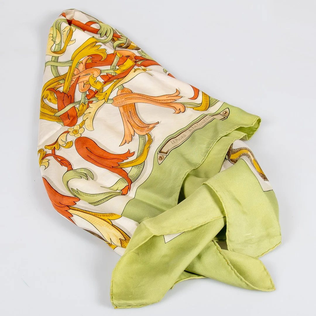 HENRI D'ORIGNY. HERMÈS, scarf, "Le Mors a la Conétable". — Vintage & Designer Fashion — Laholms Auktionskammare