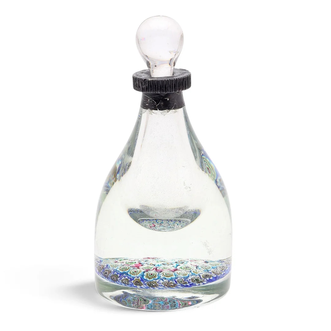 Frasco-pisapapeles francés o belga con inclusión de "millefiori", de las primeras décadas del siglo XX. — Art glass — Balclis