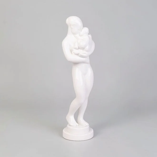 KAI NIELSEN. KAI NIELSEN (DANISH, 1882-1924), VENUS WITH CHILD, BLANC EN CHINE FIGURE FOR BING & GRØNDAHL. — European — Griffin’s Auctioneers