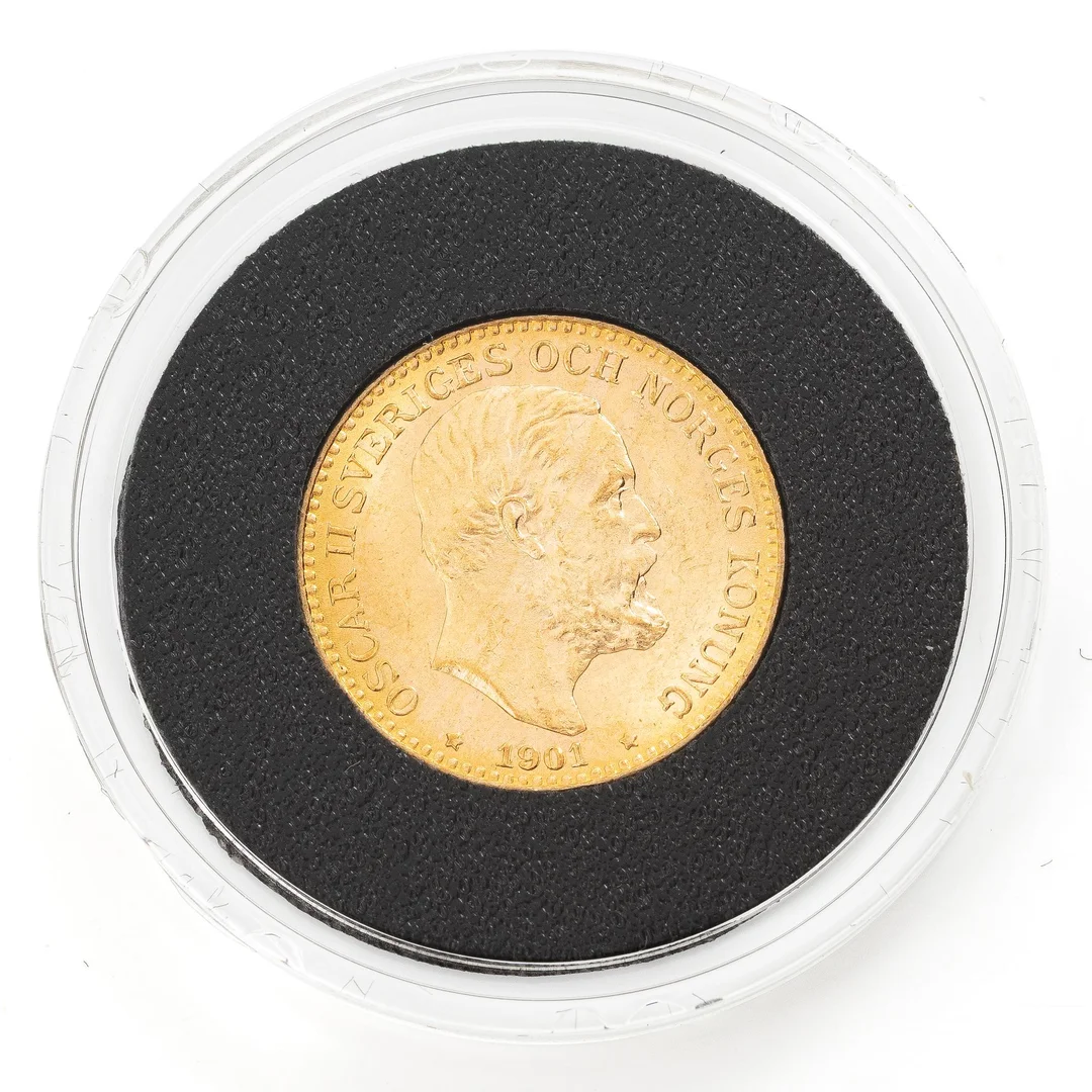 Guldmynt, Sverige, Oscar II, 10 kronor, 1901. — Militaria/Mynt — Bukowskis