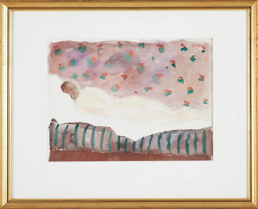 LENNART GRAM. Modellstudie, akvarell, blandteknik, signerad Gram. — Paintings — Stockholms Auktionsverk Sickla