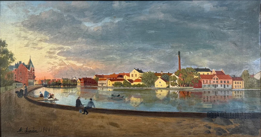 ALRIK LIVÉN, motiv från Eskilstuna år 1900, olja på duk, signerad och daterad. — Paintings — Skandia Auktion