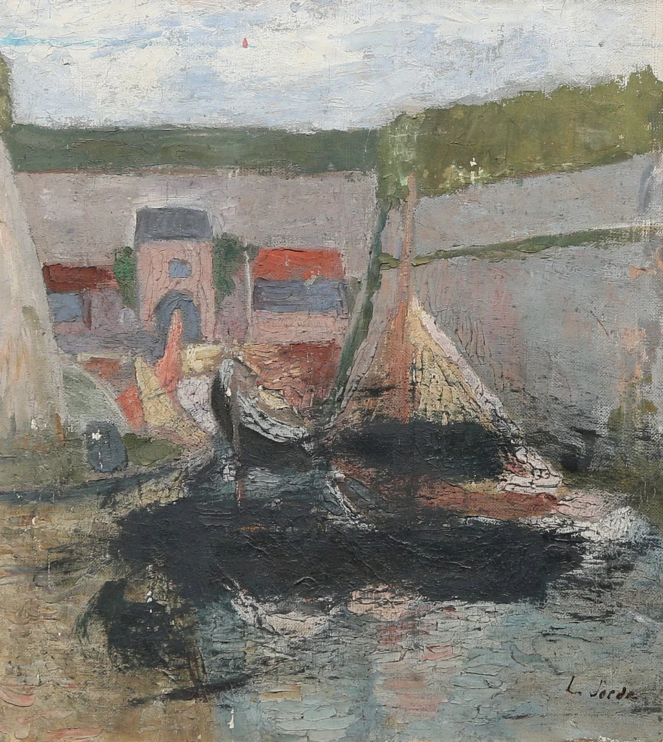 OIDENTIFIERAD KONSTNÄR. olja på pannå, signerad L Jorde. — Paintings — Gomér & Andersson Linköping
