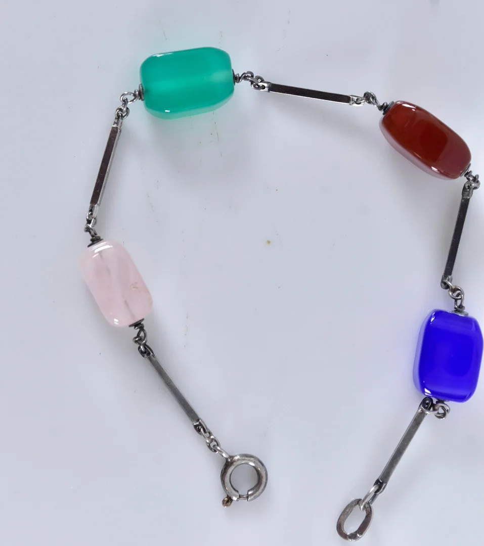 STAVLÄNK, med stenar, silver. — Bracelets — Halmstads Auktionskammare