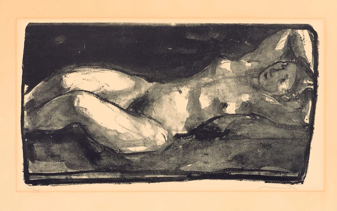 HANS THEO RICHTER (1902-1969). Liggande nakenakt. — Engravings & Prints — Uppsala Auktionskammare