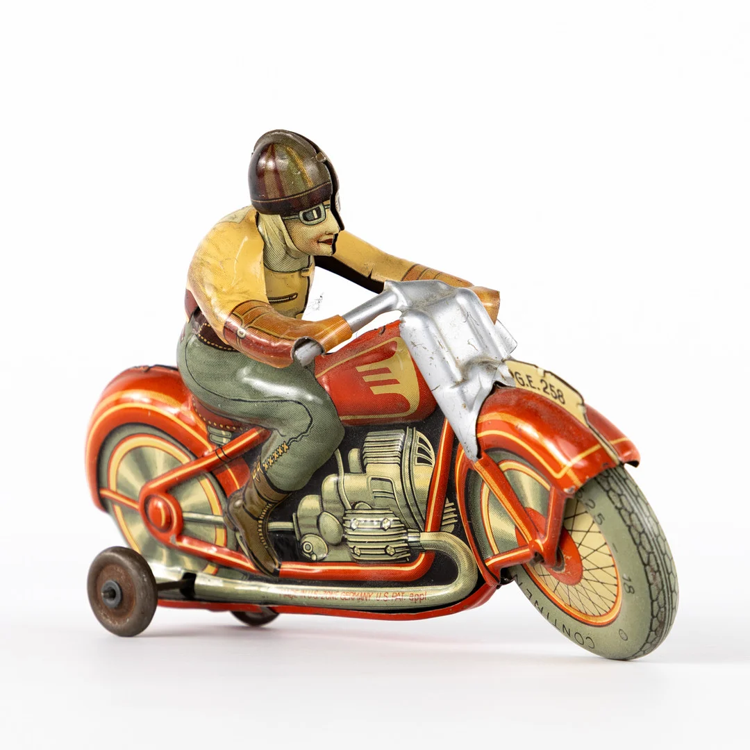 MEKANISK LEKSAK. "Trick Motorcycle", G-258, ca 40/50-tal, Technofix, Tyskland. — Toys — Karljohan Auktioner