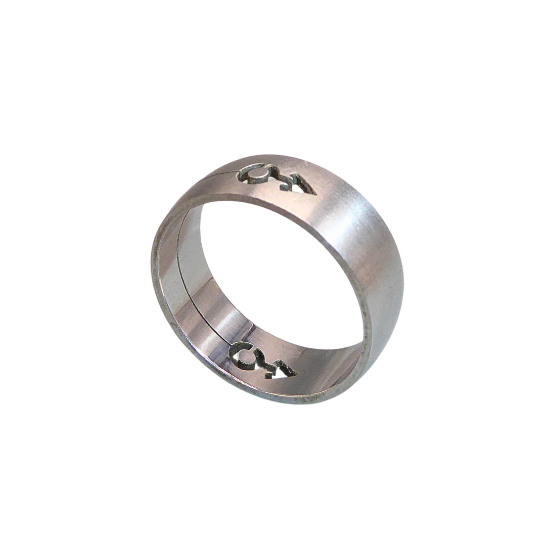 SILBERNER BANDRING MIT MARS- / MÄNNERSYMBOL. — Rings — Auktionshaus Stuber's Hammerschlag