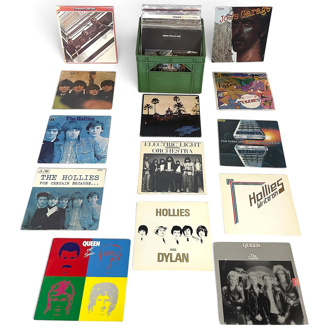 PARTI VINYLSKIVOR, ca 49 st. Pop/rock, bl.a. The Beatles, The Hollies, The Rolling Stones. — Audio, Vinyl & Hi-Fi — Roslagens Auktionsverk