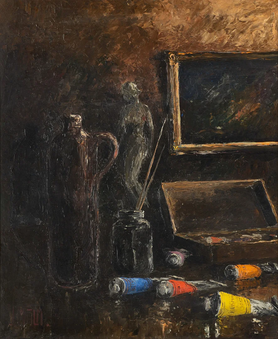 JOHN MALM (1900-1968). Hos konstnären, signerad, olja på pannå. — Paintings — Crafoord Auktioner Stockholm