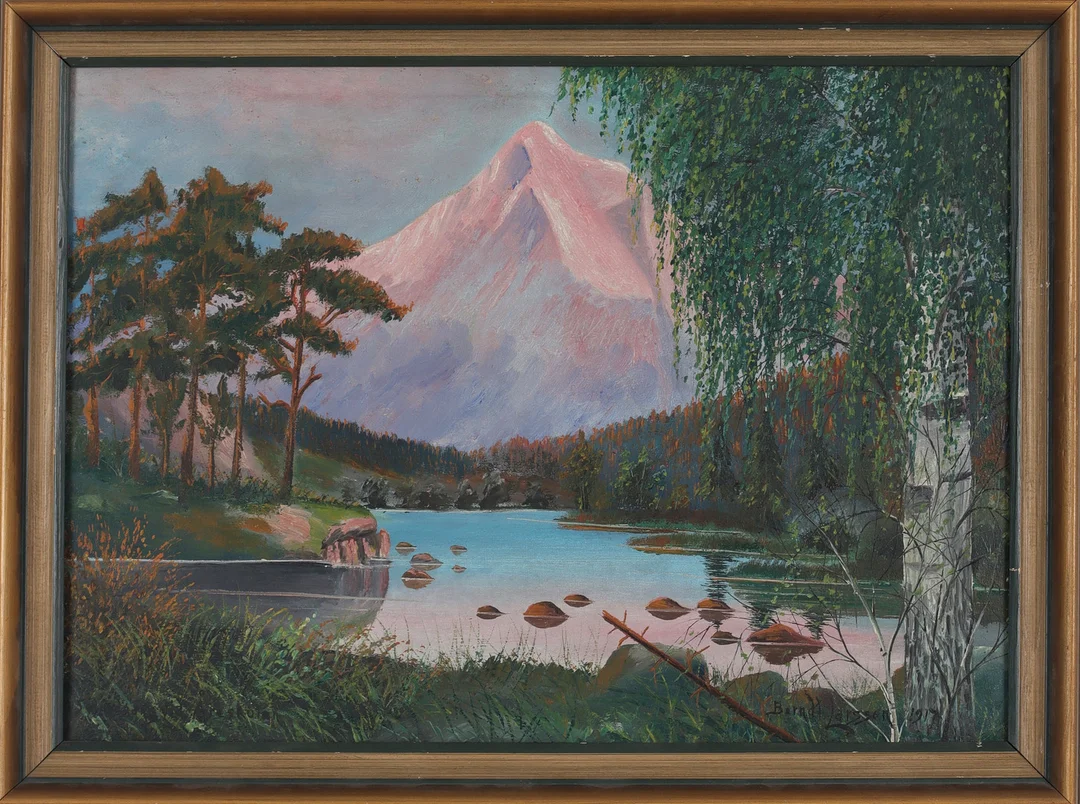 BERNT LARSSON. Fjällvy, olja på duk, signerad och daterad 1917. — Paintings — Stadsauktion Sundsvall