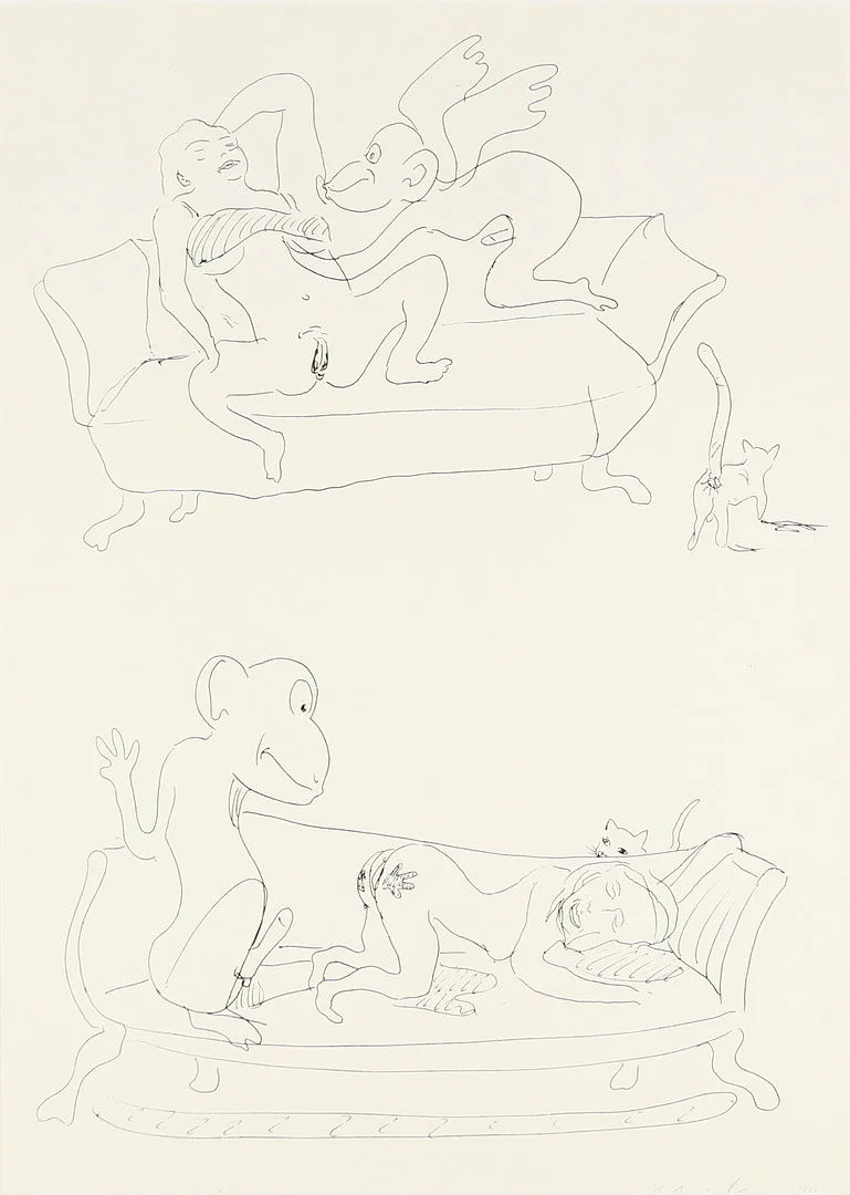 ERIK A. FRANDSEN (1957-). Erotisk komposition, litografi 2000. Danmark. — Engravings & Prints — Palsgaard Kunstauktioner