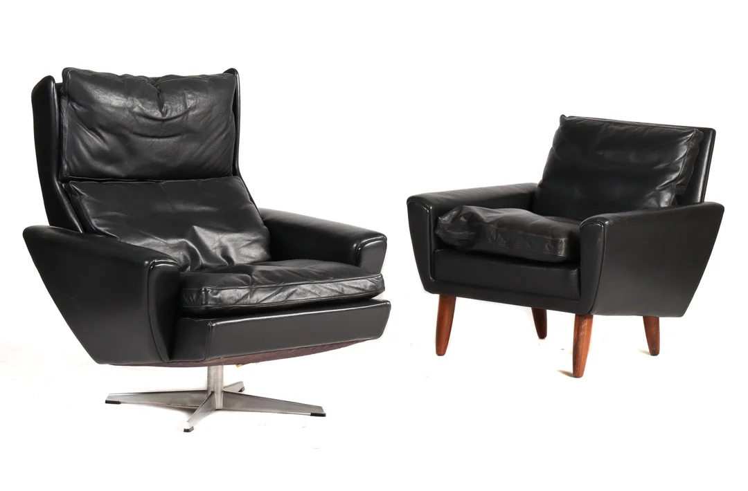 Georg Thams. A pair of armchairs, black leather (2) — Furniture/Lounge chairs — Lauritz