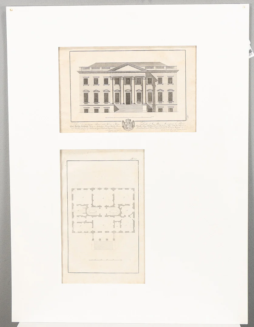 CHRISTIAN LUDWIG STIEGLITZ. 2 Planscher, Nr 67 & 68 från "Zeichnungen aus der schönen Baukunst", Leipzig 1804. — Engravings & Prints — Karlstad Hammarö Auktionsverk