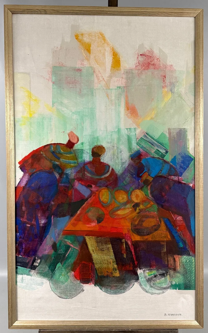 BRITA HANSSON. OLJA PÅ DUK, "Figurscen", signerad. — Paintings — Auktionshuset STO Bohuslän
