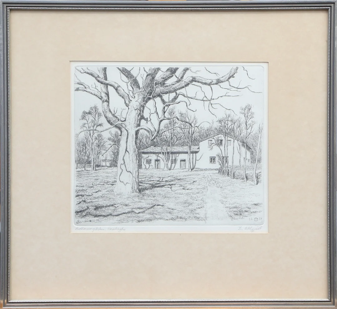 OIDENTIFIERAD KONSTNÄR. GRAFISKT BLAD, signerat D Ahlqvist. — Engravings & Prints — Kalmar Auktionsverk