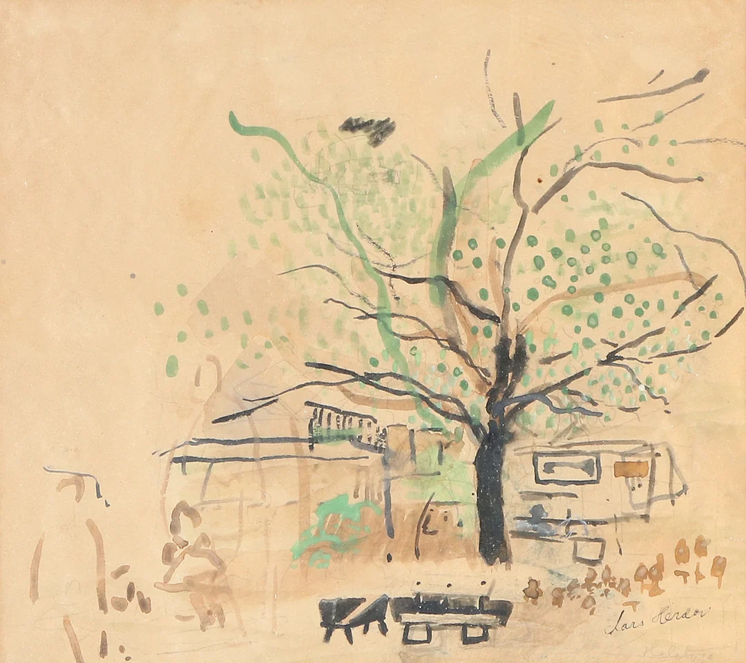 LARS HERDER. Akvarell. Landskap. Signerad. — Paintings — Skånes Auktionsverk