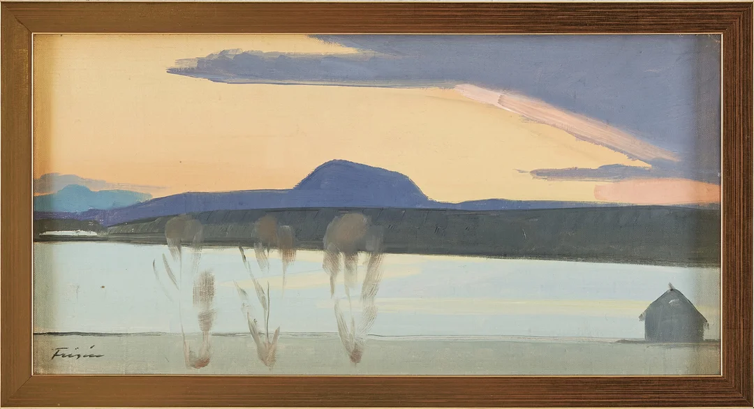 VERA FRISÉN. Gul himmel över landskap. — Paintings — Stockholms Auktionsverk Magasin 5