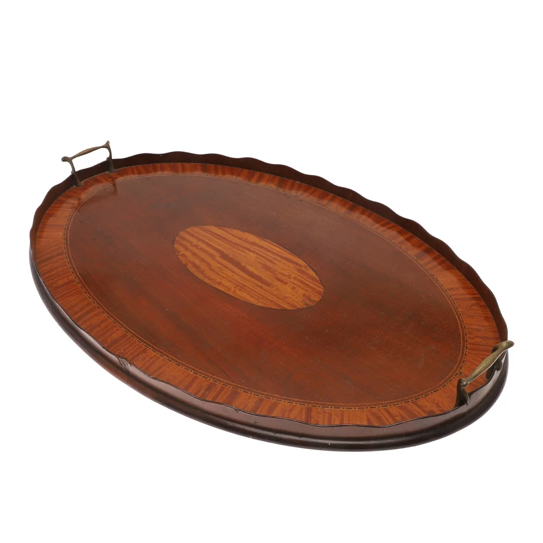 EDWARDIAN MAHOGANY & SATINWOOD TRAY. — Other — Lawrences Auctioneers