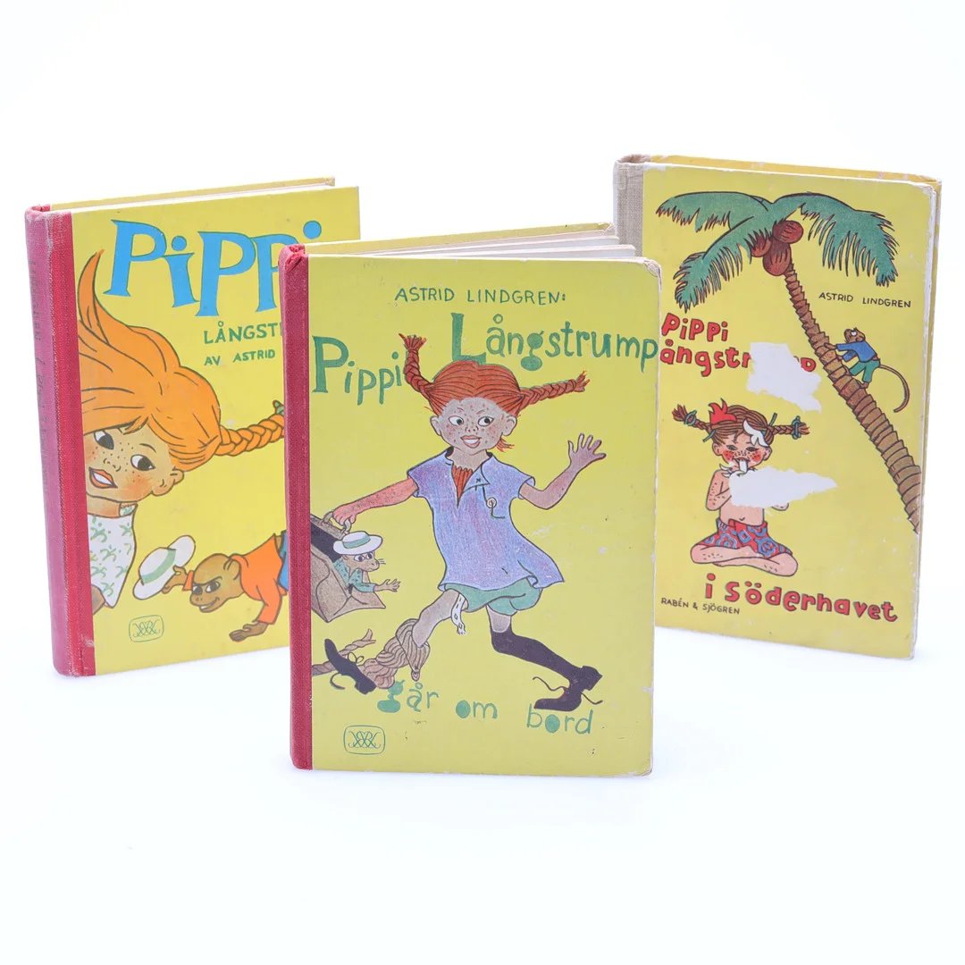 BÖCKER 3 st Pippi Långstrump av Astrid Lindgren. — Books — Höörs Auktionshall